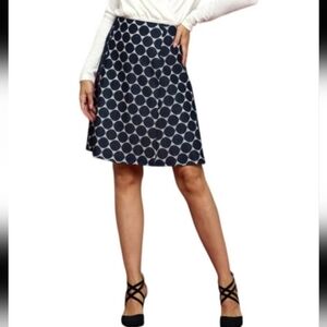 Renee C Stitch Fix Maybell Lace Detail A-Line Skirt in Navy and White NWT